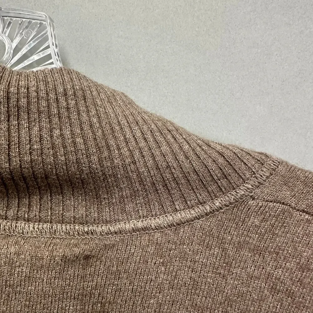 The North Face brown 1/4 zip wool blend‎ pullover sweater mens Size Large Unisex